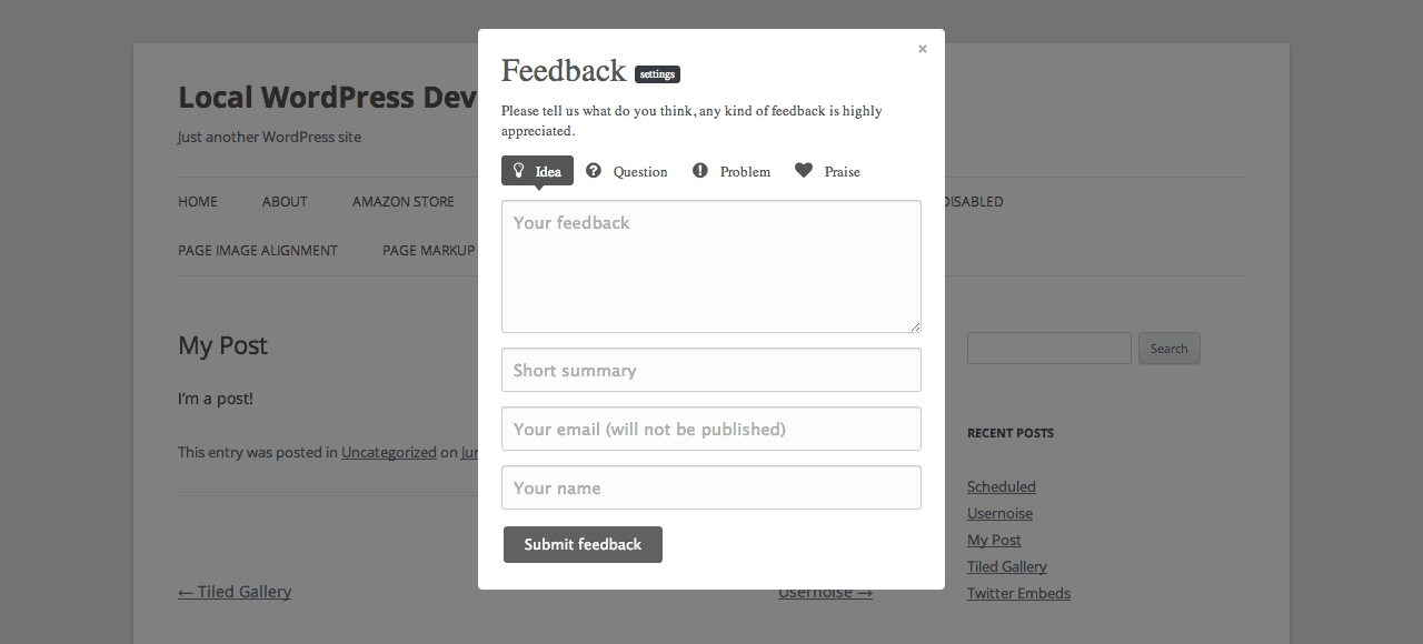 The Usernoise Feedback Form