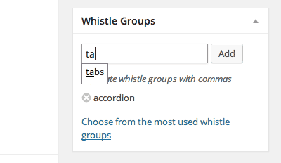 Groups can be added like tags