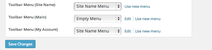 Admin Toolbar Menus plugin settings