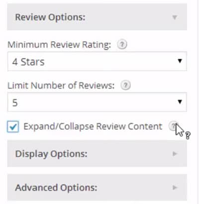 Available review options