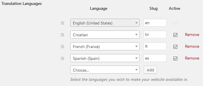 Add languages to your site