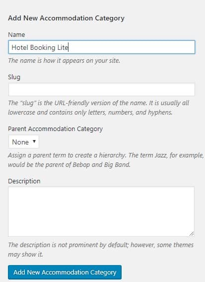 Accommodation Categories