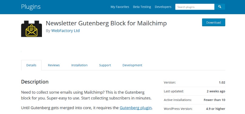 Newsletter Gutenberg Block for Mailchimp