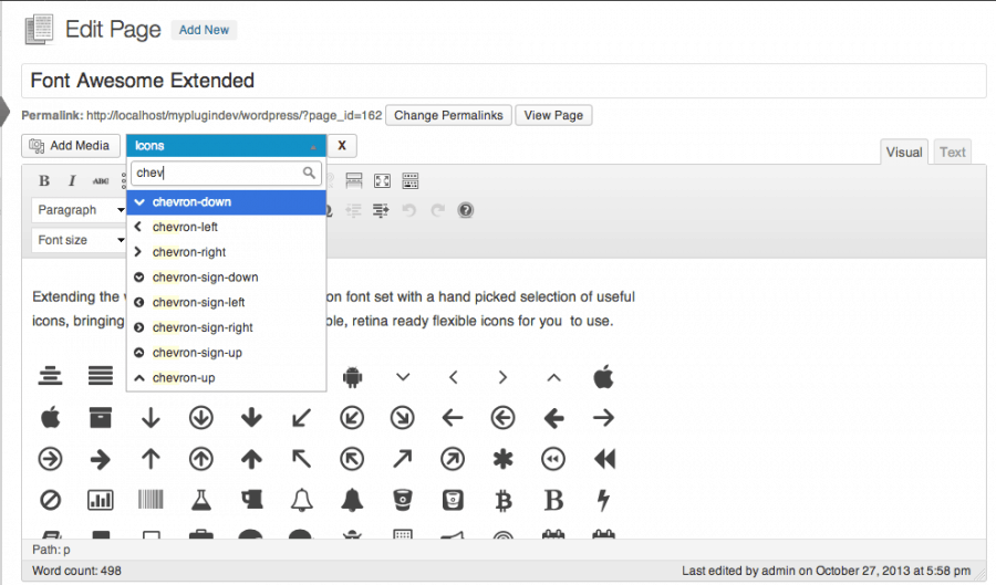 Visual Icon Fonts in WordPress Editor