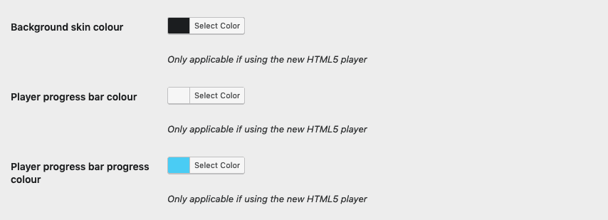 HTML5 Player Options