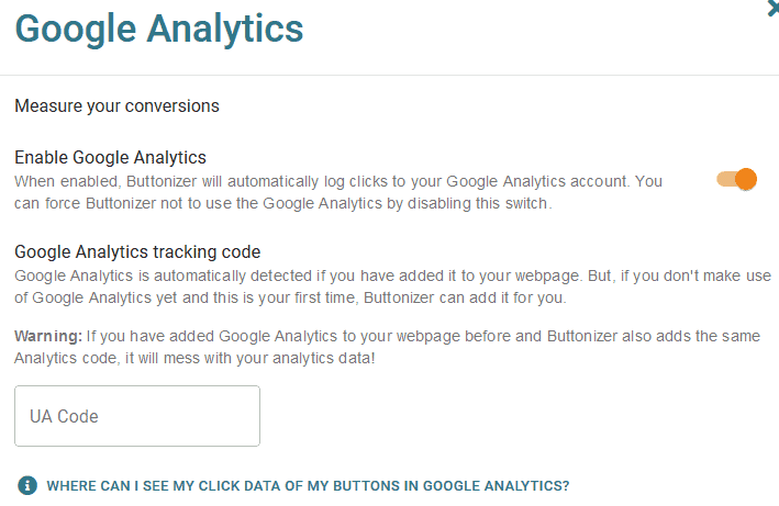 Buttonizer Google Analytics