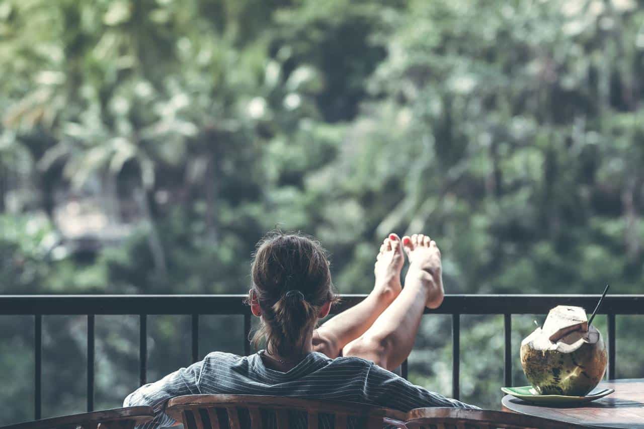 Person relaxing on balcony