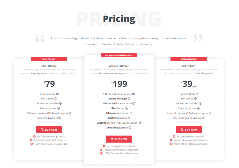 Coming Soon & Maintenance Mode pricing
