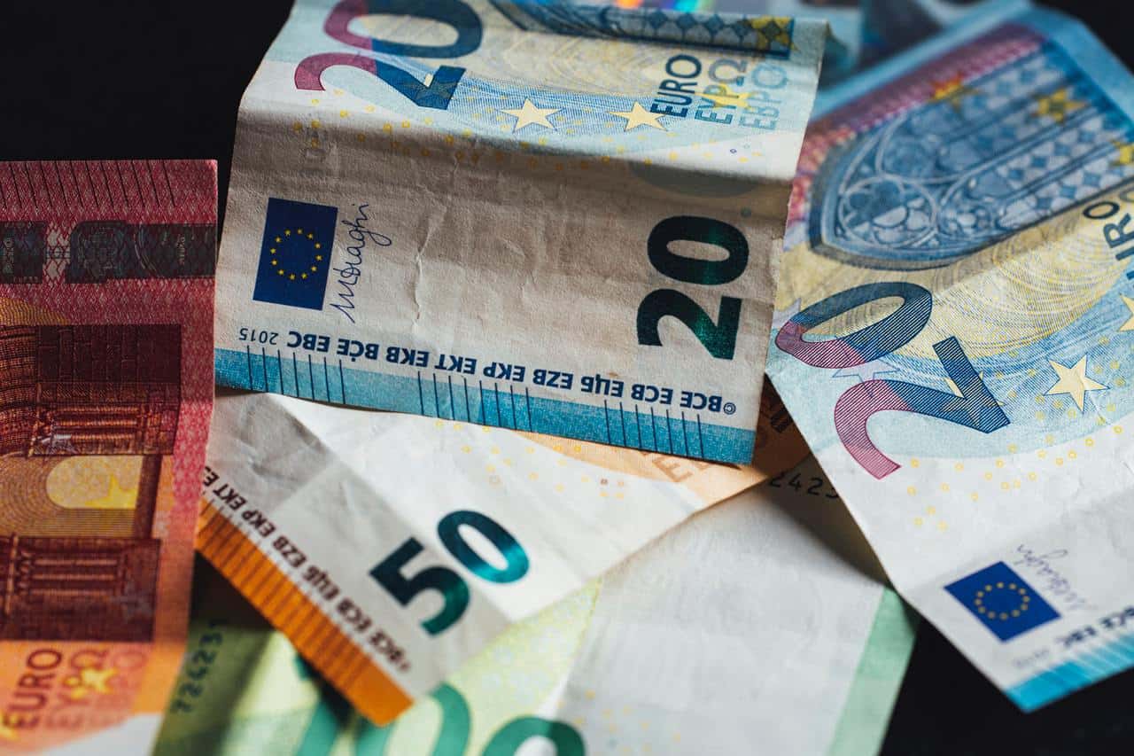 Euro banknotes pile