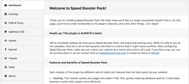 Speed Booster Pack dashboard